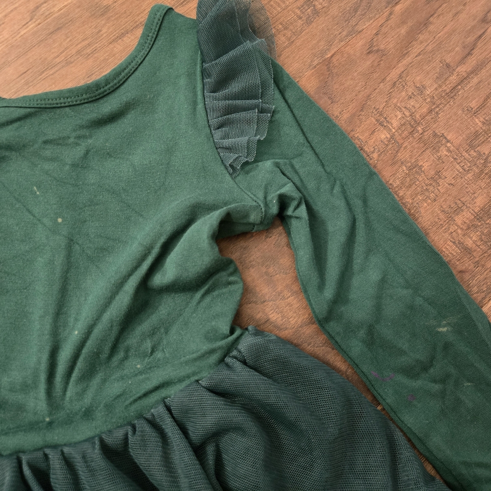 Little Sleepies Teal Green Long Sleeve Tulle Skater Dress - Picture 5 of 6